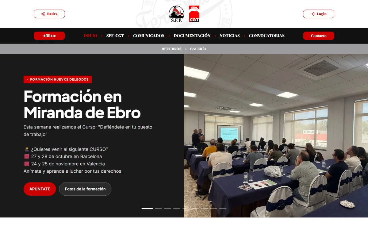 Portada del portal de SFF-CGT.