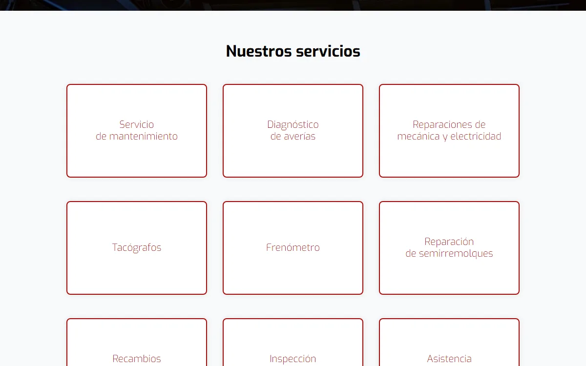 Los servicios del taller, uno por tarjeta