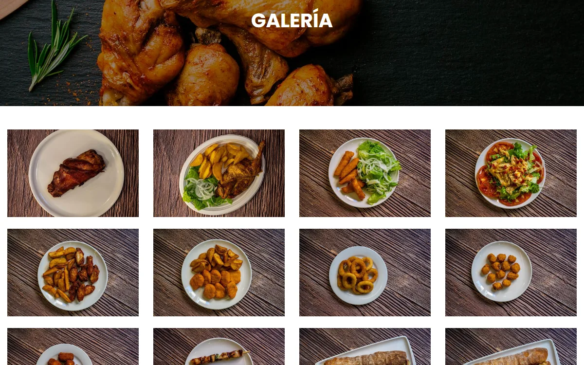 Galería con los platos de la carta fotografiados uno a uno