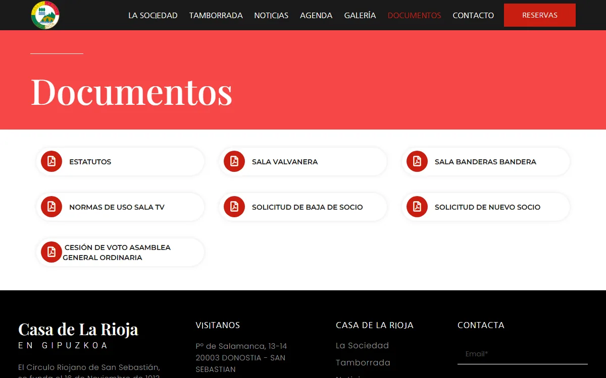 Documentos para socios: estatutos, normas de las salas y solicitudes