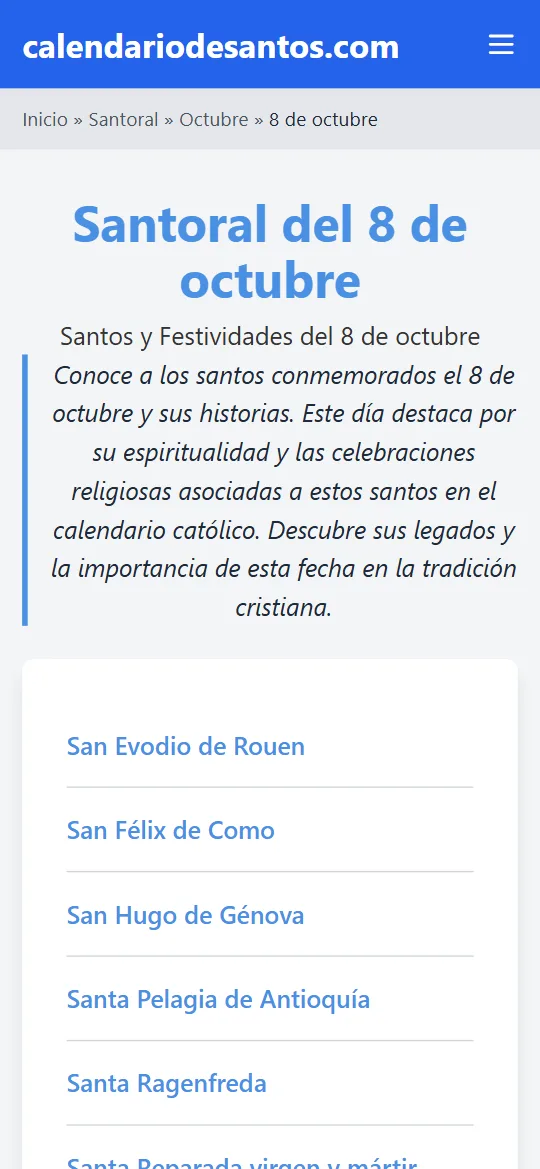 El santoral del día, en el móvil