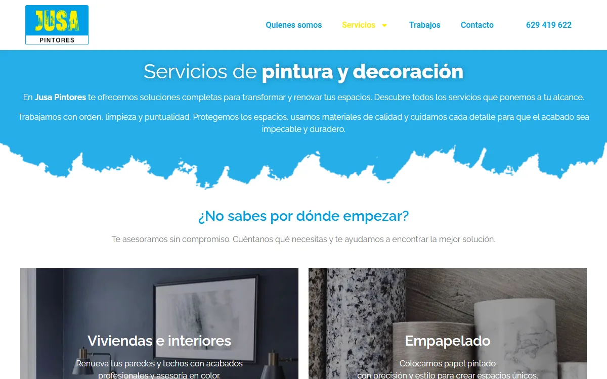 Servicios de pintura y decoración, cada uno con su página