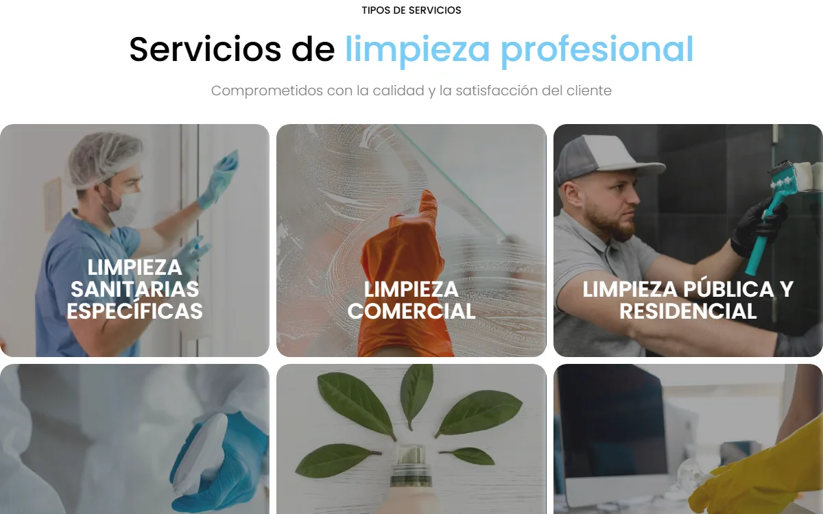 Tipos de servicio de limpieza, cada uno con su imagen