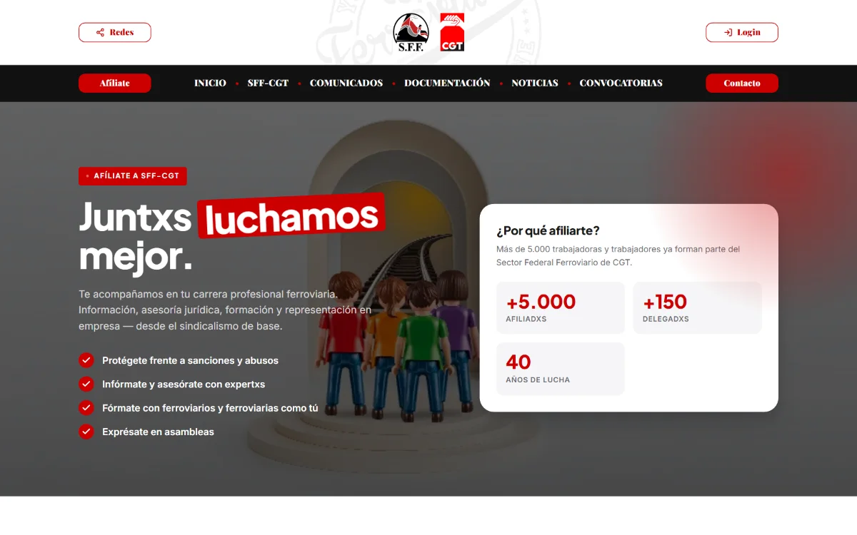 Página de afiliación al sindicato