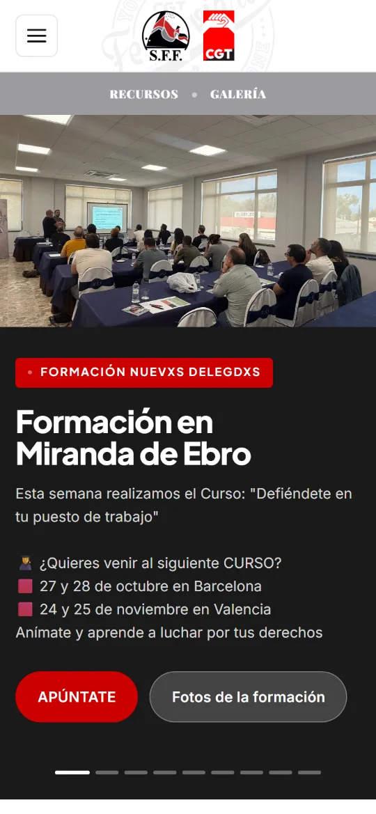 Cabecera de la portada en el móvil, con una formación destacada