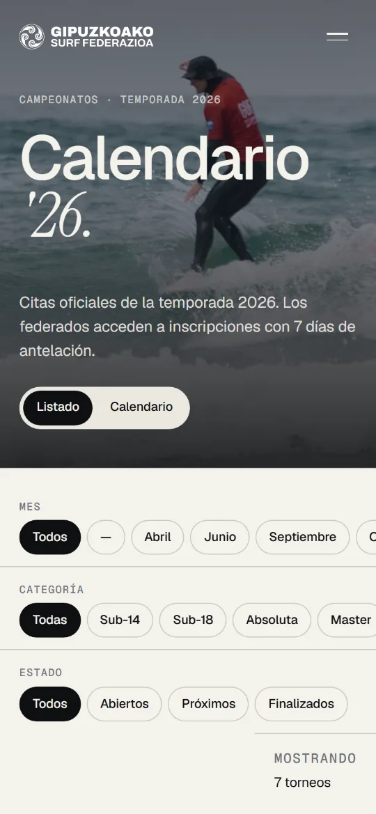 El calendario de la temporada, consultado desde el móvil