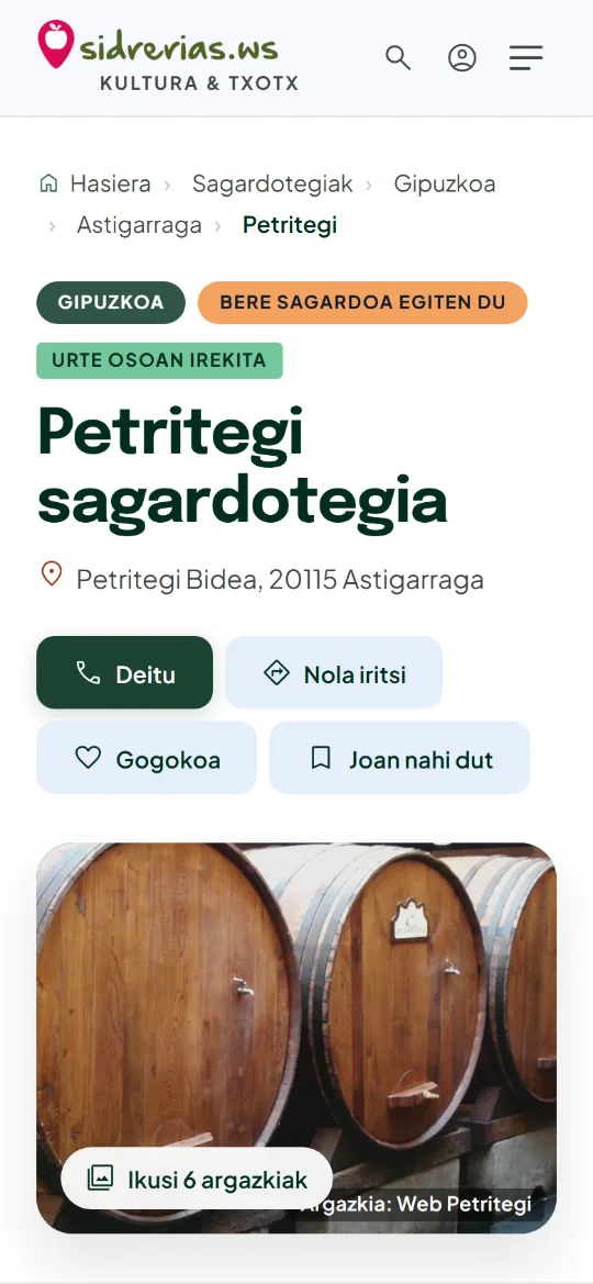Una ficha en euskera, en el móvil